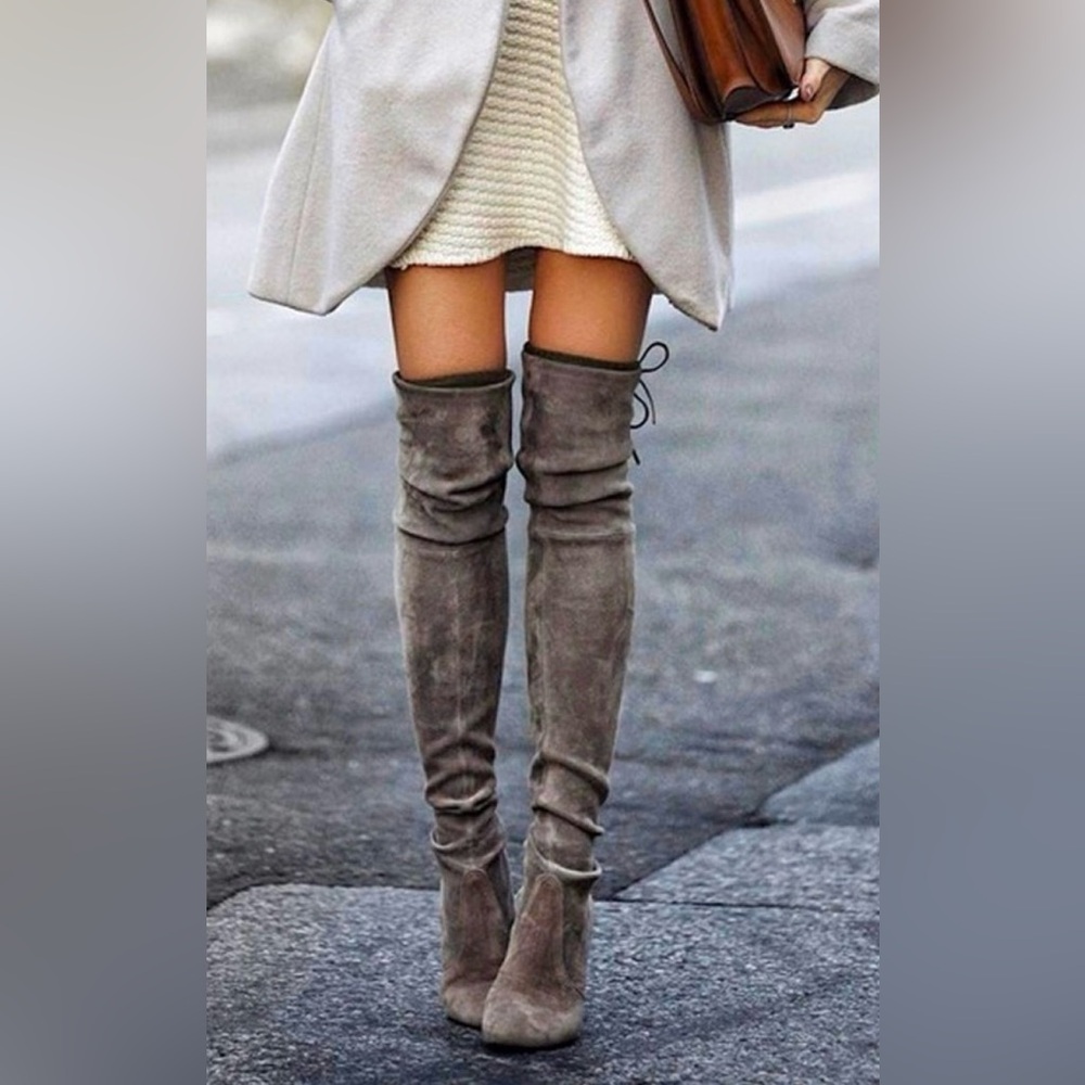 Stuart Weitzman Suede Highland Over-the-Knee Heeled Boots, US 7.5